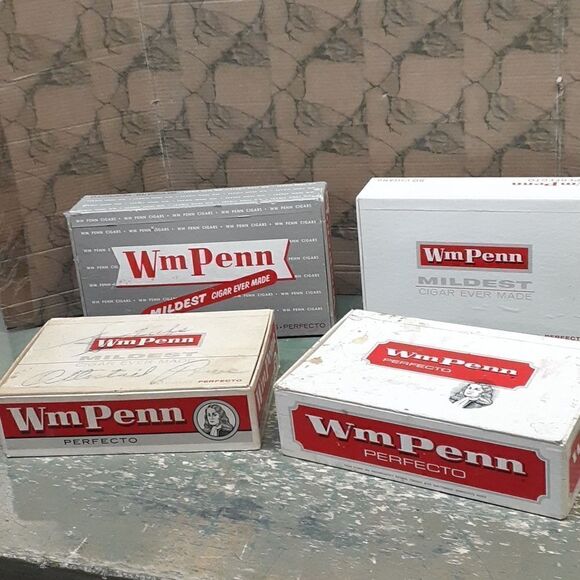 4 pc set. Of Vintage William Penn cigar boxes. - Picture 1 of 10